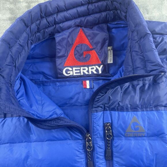 Gerry Puffer Jacket Mens Large Blue Goose Down Fillpower L Full Zip Outdoor - Picture 3 of 6